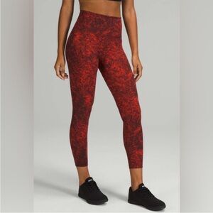 Lululemon High-Rise Red Marble Print Leggings size 16